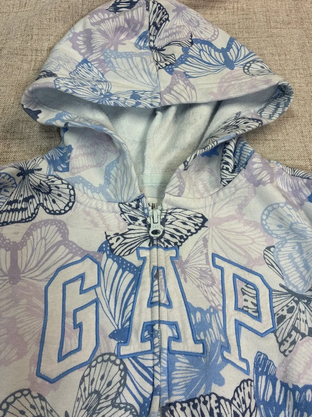 GAP Kids Butterfly Zip Hoodie - Pastel Blue & Lavender